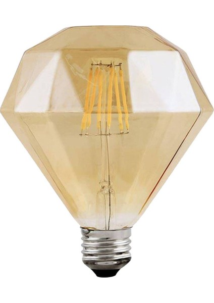 4W Prizmatik Rustik LED Ampul, E27, 2200K, Sarı, Enerji Tasarruflu ve Şık Tasarım