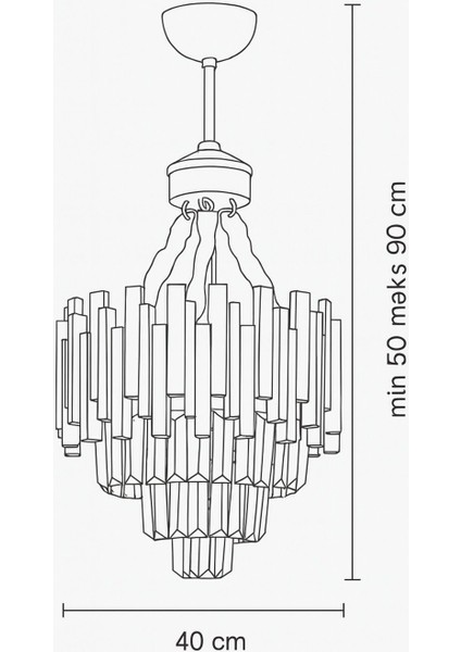 Şık 40 cm Kristal Cam Taşlı Lüks Avize, Siyah Renk, Zarif Aydınlatma Parçası modelleri