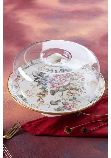 Renkli Ayaklı Kek Fanusu 30 Cm, Şık ve Zarif Tasarım