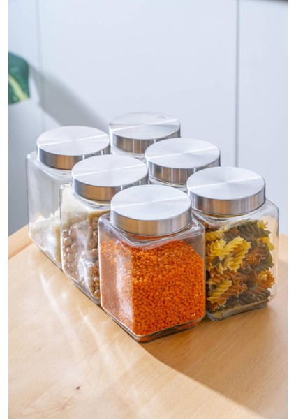 6'lı Borosilikat Cam Kavanoz Seti, 820 Ml, Turuncu Renkli, Şık ve Dayanıklı Tasarım