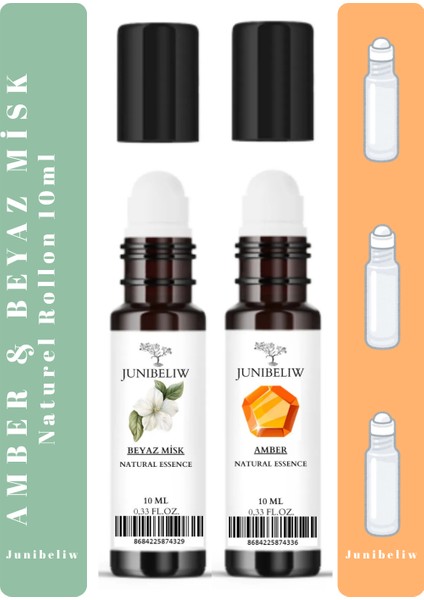 Doğal Bitkisel Esansiyel Yağ Roll On Esans Natural Cennet Bahçesi Beyaz Misk 2x10ML fırsatları