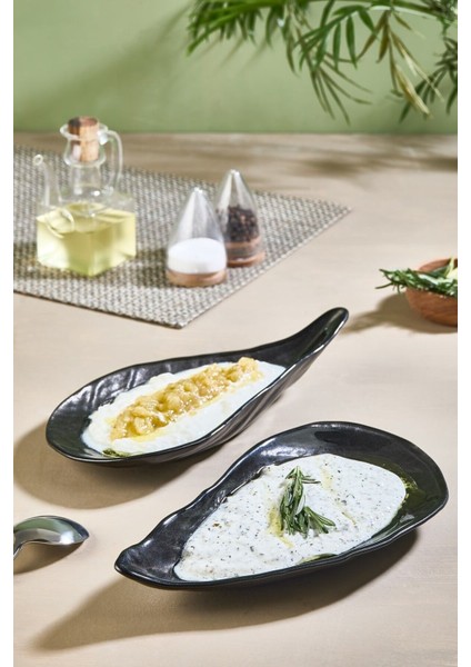 Siyah Cam Meze ve Çerez Servis Tabağı Seti, 2'li, Şık ve Kullanışlı Tasarım