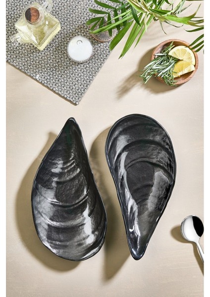 Siyah Cam Meze ve Çerez Servis Tabağı Seti, 2'li, Şık ve Kullanışlı Tasarım modelleri