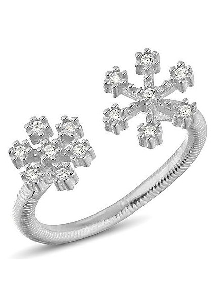 925 Ayar Gümüş Işıklı Kutuda Zirkon Taşlı Kar Tanesi 11-17 Boy Arası Ayarlanabilir Yüzük fiyatları