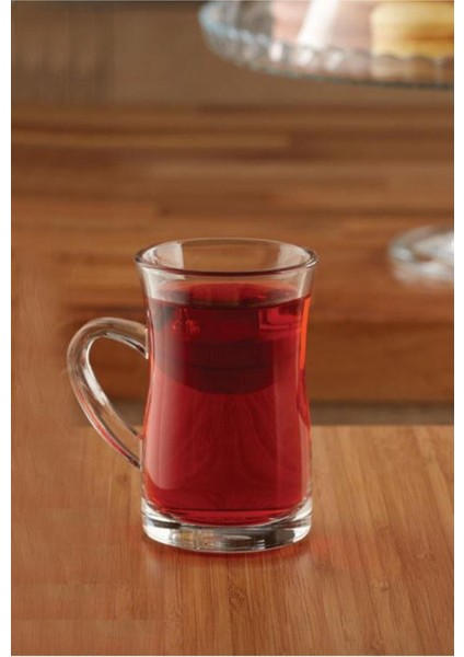 Turuncu Kulplu Büyük Çay Bardağı 150 cc 6'lı Set