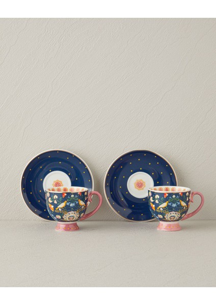 Lacivert 4'lü Kahve Fincan Takımı, 2 Kişilik, 100 Ml, Şık ve Zarif Tasarım fiyatları