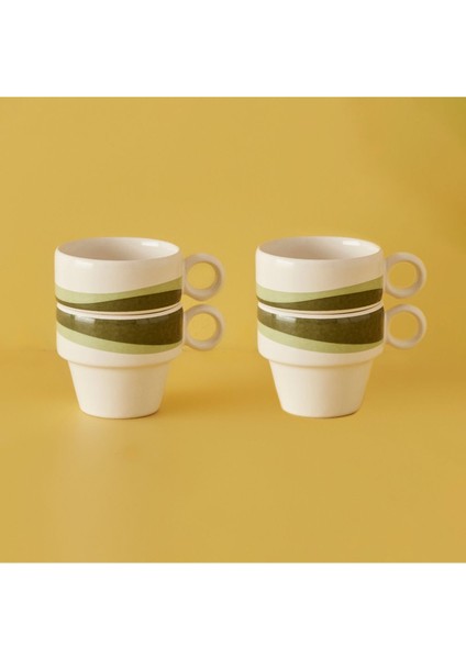 Yeşil 4'lü Espresso Seti, 105 Cc, Şık ve Kullanışlı Tasarım