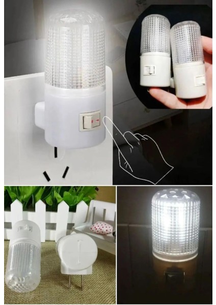 2'li Beyaz LED Gece Lambası, Açma/kapama Düğmeli, 0.5 Watt, Şık ve Kullanışlı fiyatları