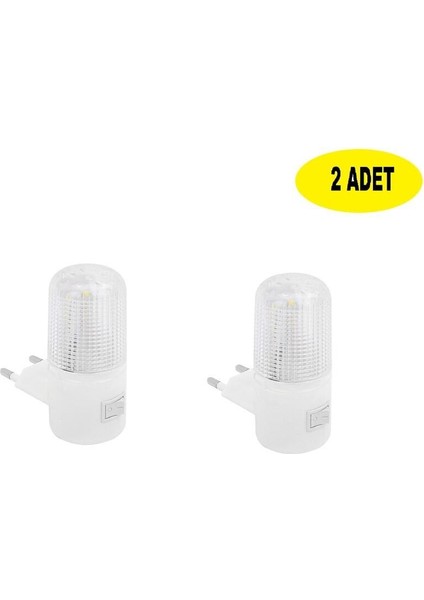 2'li Beyaz LED Gece Lambası, Açma/kapama Düğmeli, 0.5 Watt, Şık ve Kullanışlı fırsatları