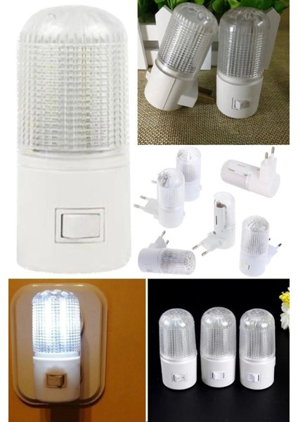2'li Beyaz LED Gece Lambası, Açma/kapama Düğmeli, 0.5 Watt, Şık ve Kullanışlı indirimleri
