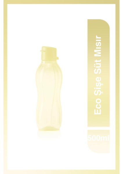 500ML Çift Kapaqlı Eco Suluk, Süt Mısır Desenli, Hafif ve Dayanıklı Tasarım