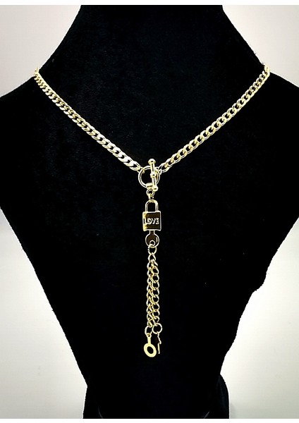 Gold Renk Zincir Figürlü Kararmaz Özel Tasarım Kolye