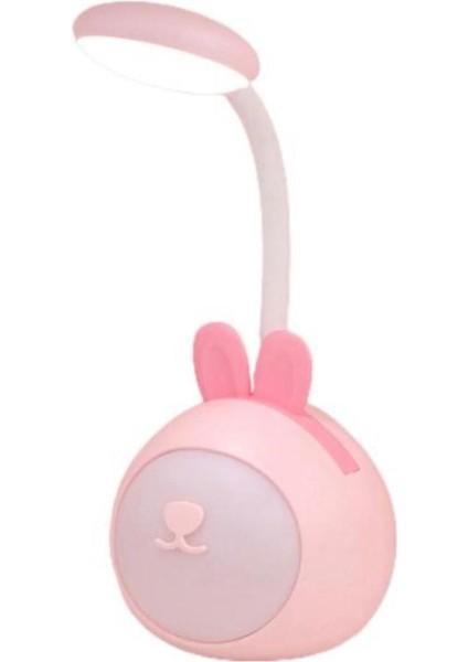 Pembe Tavşan Kulaklı Çocuk Odası Gece Lambası USB Şarjlı, Sevimli ve Işıltılı