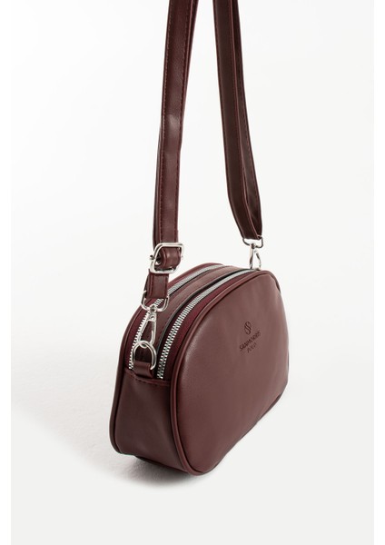 1423 Kadın Suni Deri Ayarlanabilir Çapraz Askılı 2 Gözlü Desen Omuz Çantası fırsatları