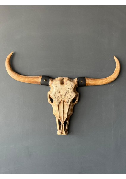 Store Kurucu Ruh – El Yapımı Ahşap Bufalo Kuru Kafa Duvar Büstü | Rustik ve Bohem Dekoratif Heykel