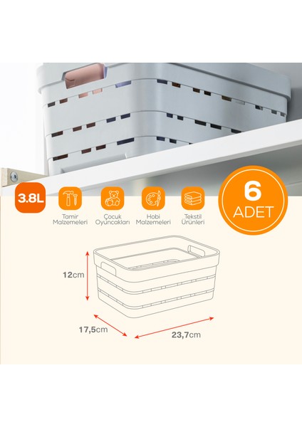 6'lı 3,8 Litre Delikli Saklama Kutusu Antrasit fiyatları