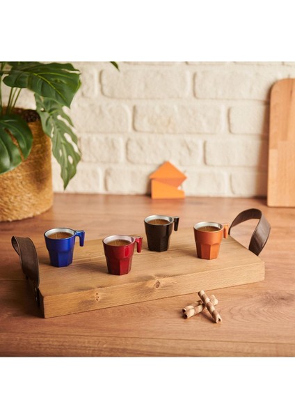 Renkli 4'lü Metalik Espressofincan Seti, 70 Ml, Şık ve Kullanışlı Tasarım