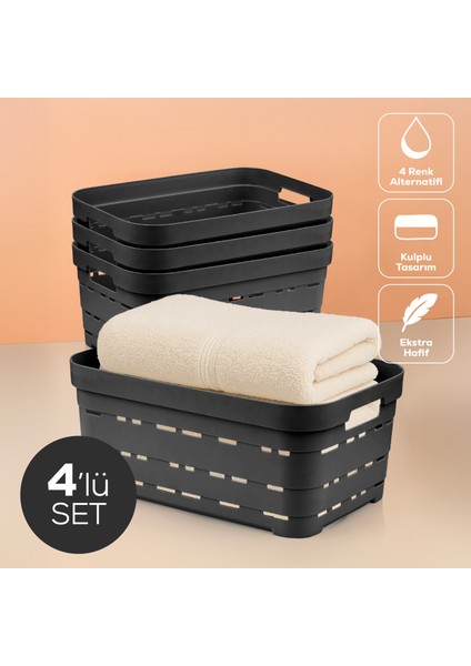 4'lü 10,8 Litre Delikli Saklama Kutusu Antrasit