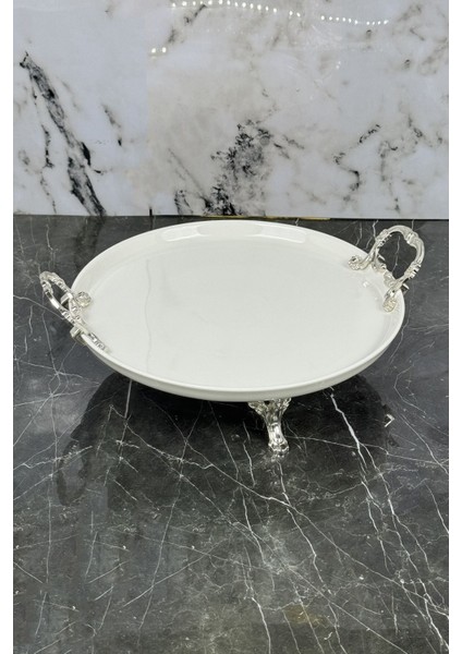 Porselen Ayaklı Sunum Tabak, Şık ve Pratik Servislik, Zarif Sunum Için Mükemmel Seçim