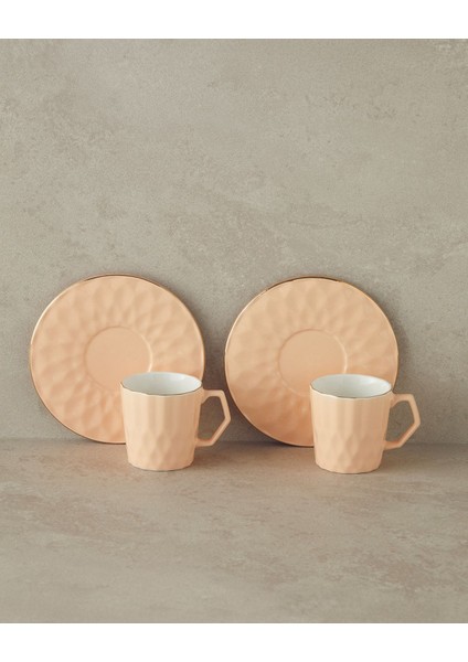 Somon Renkli 4'lü Kahve Fincan Takımı, Şık ve Zarif Tasarım, 2 Kişilik Set modelleri