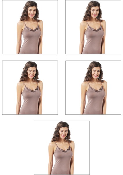 Özkan 2040 5'li Paket Kadın Viskon Saten Yaka Esnek Rahat Yumuşak Ince Askılı Atlet fiyatları