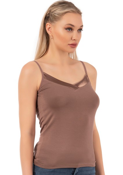 Özkan 2040 5'li Paket Kadın Viskon Saten Yaka Esnek Rahat Yumuşak Ince Askılı Atlet indirimleri