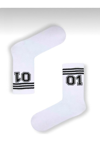 5'li Siyah Beyaz Desenli Unisex %100 Pamuk Soket Çorap Seti