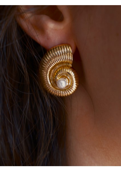 Saaden Gold Salyangoz Desenli Küpe