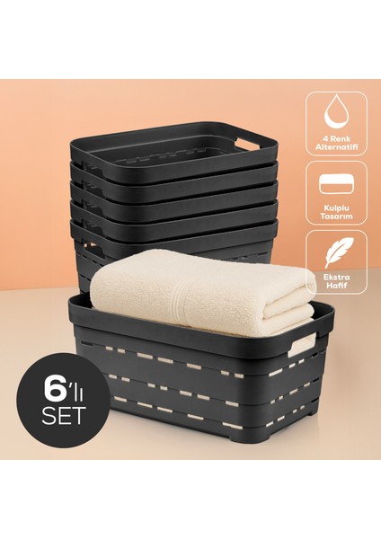 6'lı 10,8 Litre Delikli Saklama Kutusu Antrasit