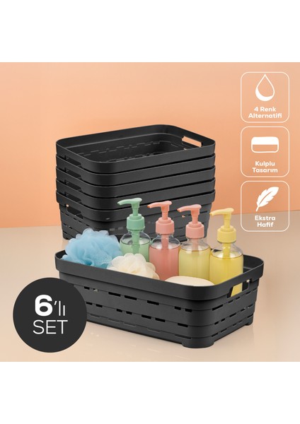 6'lı 8,2 Litre Delikli Saklama Kutusu Antrasit