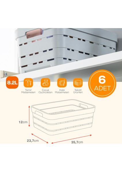 6'lı 8,2 Litre Delikli Saklama Kutusu Antrasit fiyatları