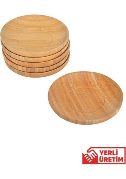 Kahverengi Yuvarlak 6'lı Çay Tabağı Takımı, Şık ve Kullanışlı Tasarım