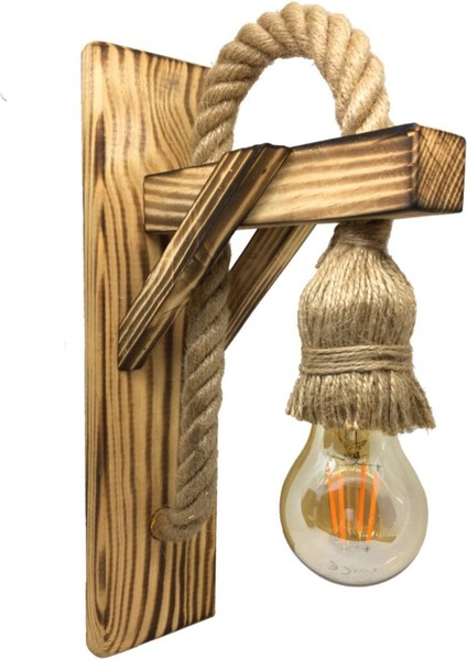 Kahverengi Ahşap Lüx Aplik, Halat Detaylı, Otel ve Kafe Dekoru Için Şık Seçenek