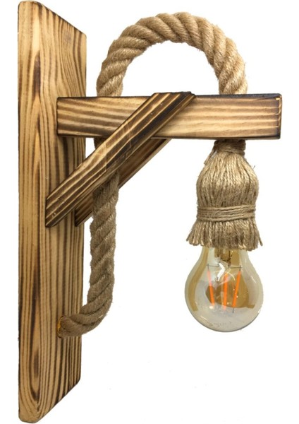 Kahverengi Ahşap Lüx Aplik, Halat Detaylı, Otel ve Kafe Dekoru Için Şık Seçenek fiyatları