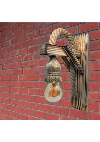 Kahverengi Ahşap Lüx Aplik, Halat Detaylı, Otel ve Kafe Dekoru Için Şık Seçenek fırsatları