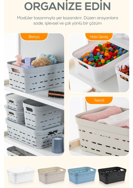 4'lü 5 Litre Delikli Saklama Kutusu Antrasit indirimleri