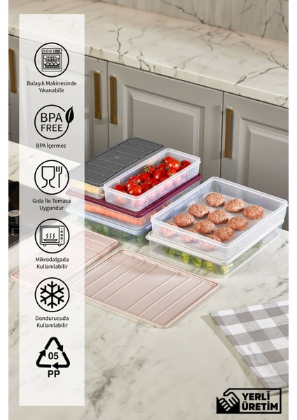 Gri 2'li 1l Saklama Kabı Seti, Pratik ve Şık Mutfak Düzeni Sağlar.