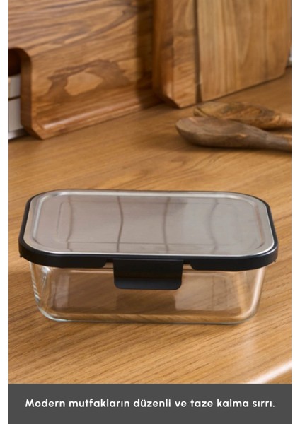 Gri 640 ml Metal Kapaklı Cam Saklama Kabı, Şık ve Kullanışlı Mutfak Saklama Çözümü fırsatları
