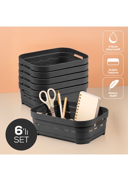 6'lı 2,8 Litre Delikli Saklama Kutusu Antrasit