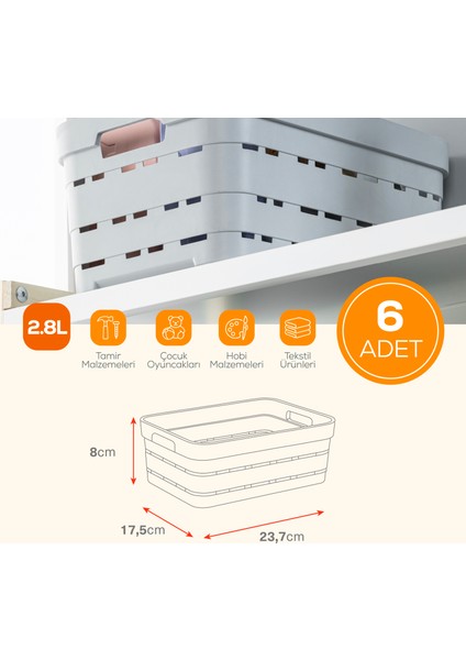 6'lı 2,8 Litre Delikli Saklama Kutusu Antrasit fiyatları