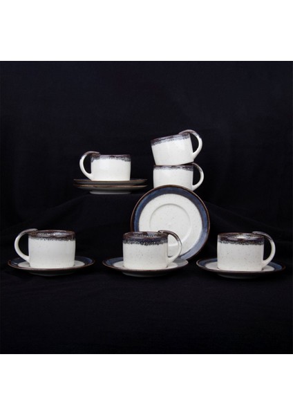 Şık 12 Parça Kahve Fincan Takımı, 80 Ml, 6 Kişilik, Beyaz Renk