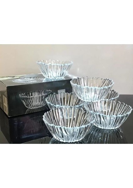 Şeffaf 6'lı 14 cm Cam Kase Seti, Zarif ve Şık Mutfak Aksesuarı