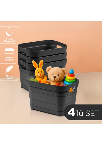 4'lü 5 Litre Saklama Kutusu Antrasit