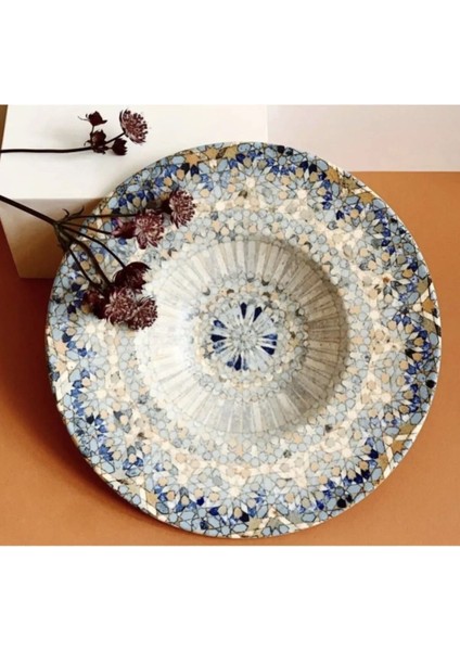 Yeşil Mosaik Serisi 28 cm Makarna Tabağı, Şık ve Dayanıklı Tasarım, 1 Adet