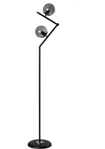 Modern Siyah-Krom Metal ve Füme Camlı Şık Yerden Aydınlatma Lüx Lambader fiyatları