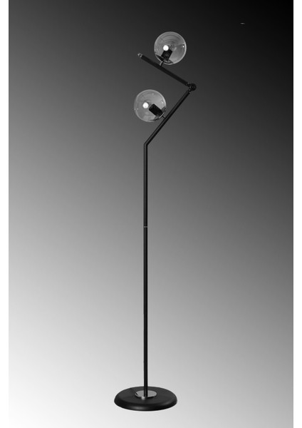 Modern Siyah-Krom Metal ve Füme Camlı Şık Yerden Aydınlatma Lüx Lambader modelleri