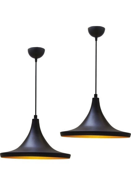 Geniş Siyah Sarkıt Avize Ikili Retro Rustik Tasarım, Salon, Mutfak, Kafe & Ofis Işıklandırma