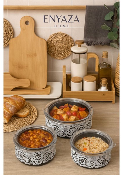 Şık Emaye Saklama Kabı Seti, Hava Sızdırmaz ve Organizer, 3 Boy, Siyah fiyatları