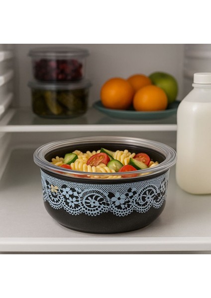 Şık Emaye Saklama Kabı Seti, Hava Sızdırmaz ve Organizer, 3 Boy, Siyah fırsatları