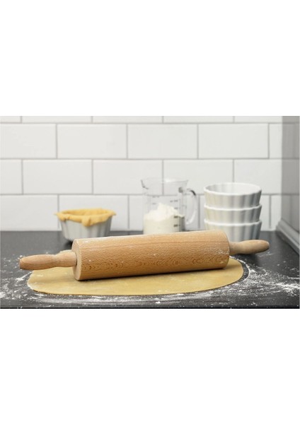 Döner Saplı Kayın Ağacı Merdane, Çelik Mekanizmalı, 43 cm Uzunluk.